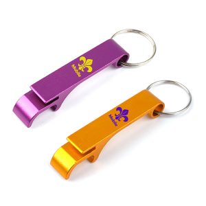 Purple Gold Mardi Gras Aluminum Bottle Opener Keychain