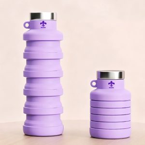 Collapsible Silicone Water Cup with Mobile Fleur De Lis Print