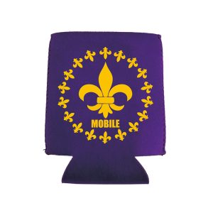 Mobile Mardi Gras Fleur de Lis Neoprene Can Cooler