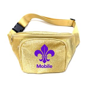 Gold Glitter Fanny Pack with Mobile Fleur De Lis Logo