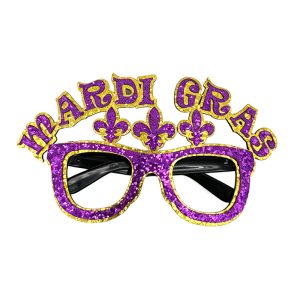 Glitter Mardi Gras Novelty Glasses with Fleur de Lis