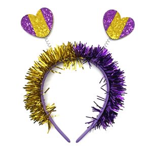 Glitter Tinsel Heart Shaped Mardi Gras Headband