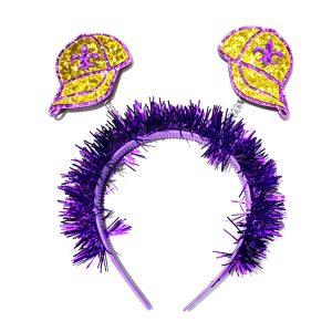 Purple Tinsel Glitter Baseball Top Mardi Gras Headband