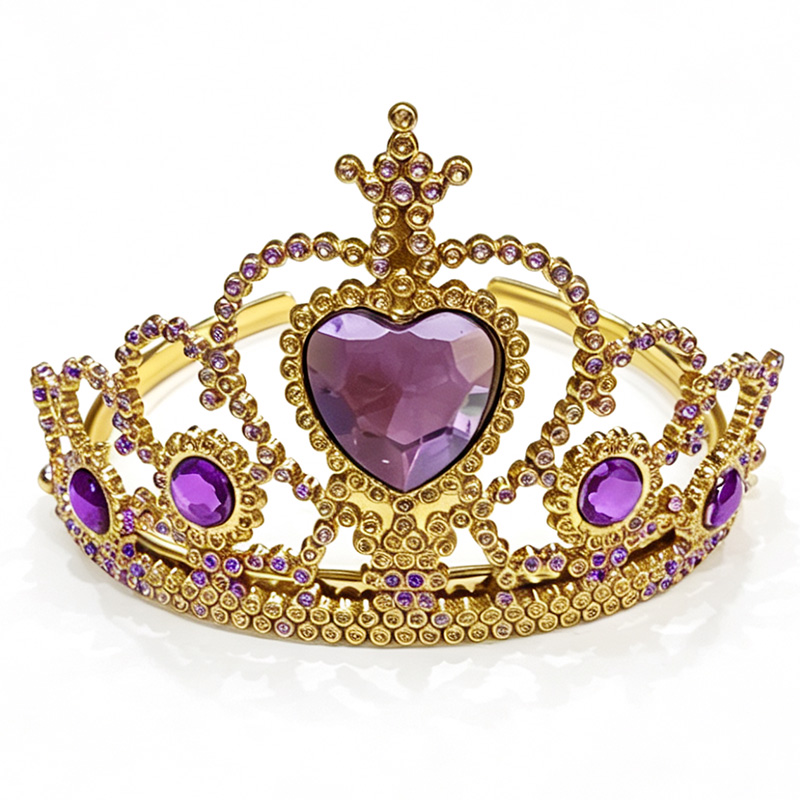 Gold Princess Crown with Purple Rhinestones