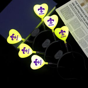 Heart LED Light Up Headband with Mobile Fleur De Lis Logo