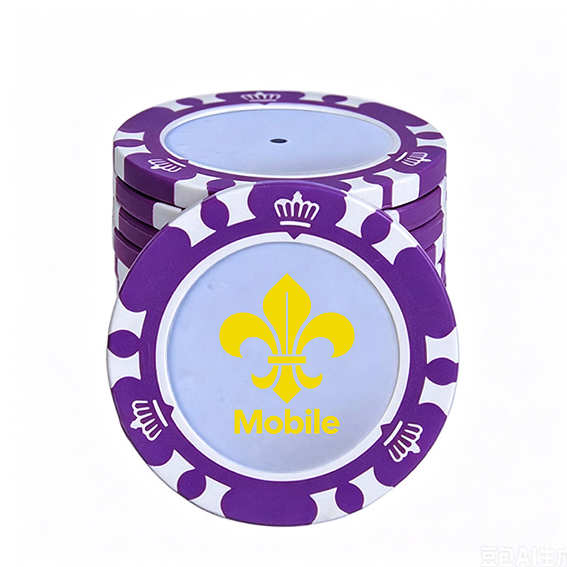 Custom Mardi Gras Poker Chips with Mobile Fleur De Lis Logo