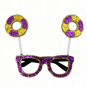 King Cake Donut Glitter Mardi Gras Glasses