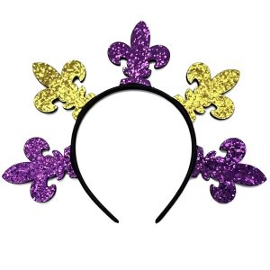 Oversize Glitter Fleur de Lis Mardi Gras Headband