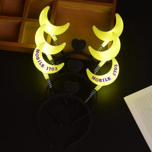 Crescent Moon LED Light Headband with Mobile Fleur De Lis Print